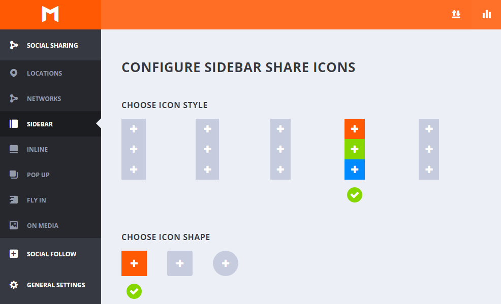 Estilo y forma de los iconos en Sidebar - Monarch WordPress
