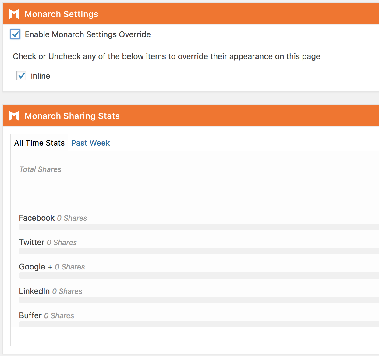 Opciones de Monarch en las entradas y paginas de WordPress