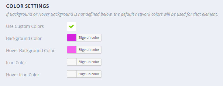 Opciones de color de los botones sidebar - Monarch WordPress