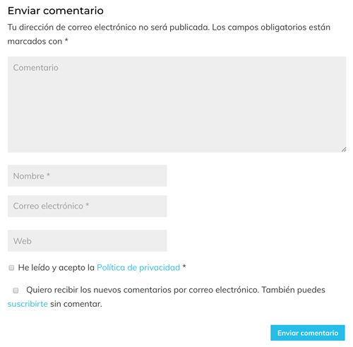 Formulario de contacto adaptado a RGPD